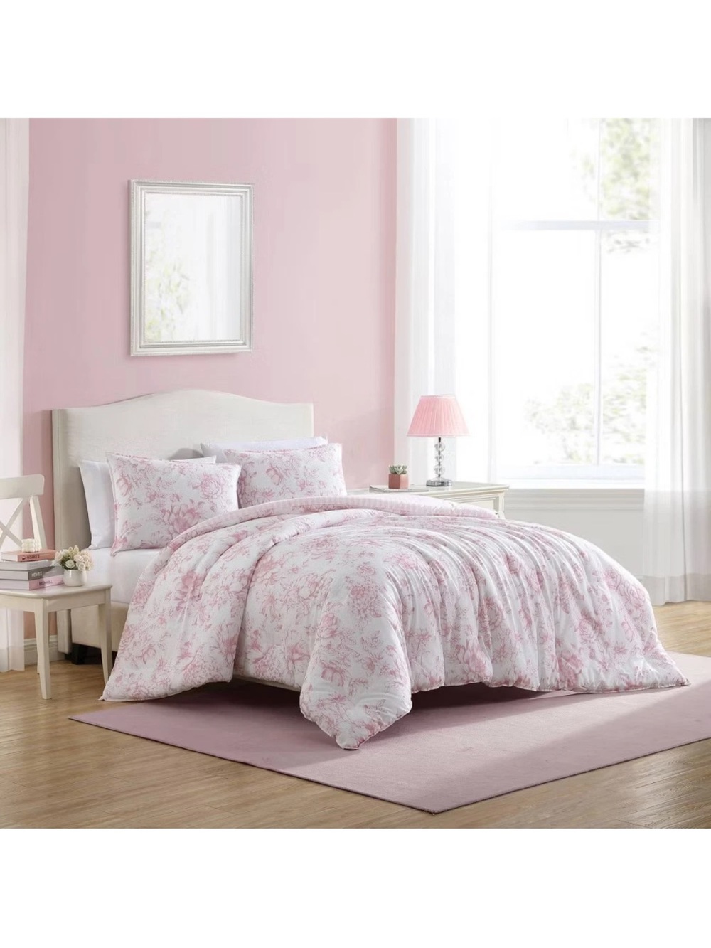 Pink Floral Comforter Set - Classic Home Bedding by LAURA ASHLEY